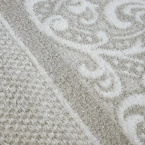 VTG Cream Beige Reversible Damask Floral Coverlet Bedspread‎ French Twin Full - Picture 9 of 13